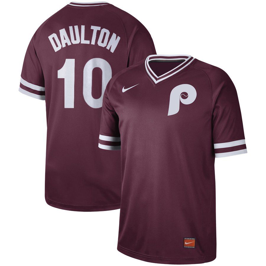 Men Philadelphia Phillies #10 Daulton Red Nike Cooperstown Collection Legend V-Neck MLB Jersey->san diego padres->MLB Jersey